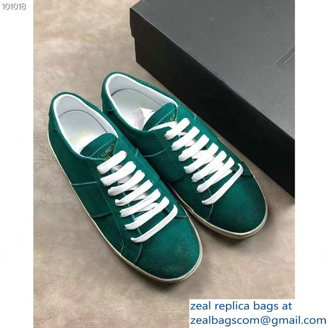 Saint Laurent Court Classic Sneakers Suede Green