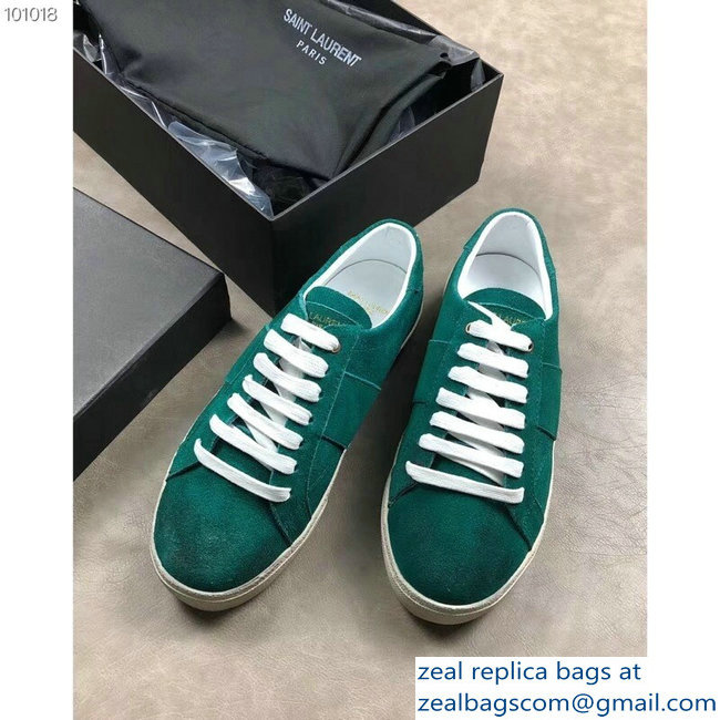 Saint Laurent Court Classic Sneakers Suede Green - Click Image to Close