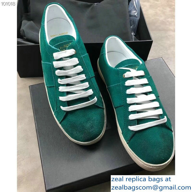 Saint Laurent Court Classic Sneakers Suede Green - Click Image to Close