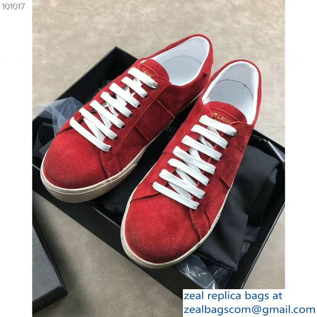 Saint Laurent Court Classic Sneakers Suede Red - Click Image to Close