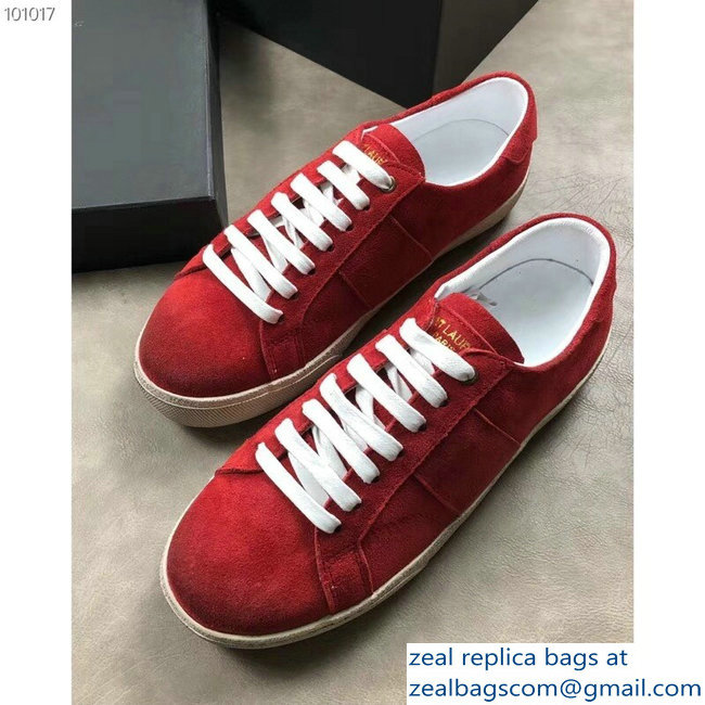 Saint Laurent Court Classic Sneakers Suede Red - Click Image to Close