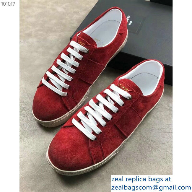 Saint Laurent Court Classic Sneakers Suede Red