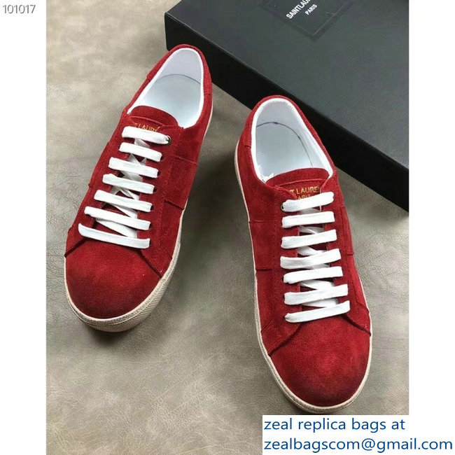 Saint Laurent Court Classic Sneakers Suede Red - Click Image to Close