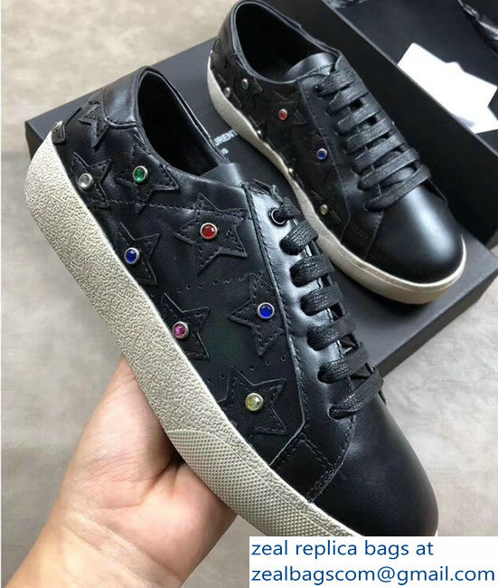 Saint Laurent Court Classic Star California Sneakers Crystals Black - Click Image to Close