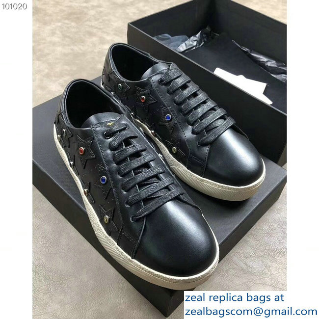 Saint Laurent Court Classic Star California Sneakers Crystals Black - Click Image to Close