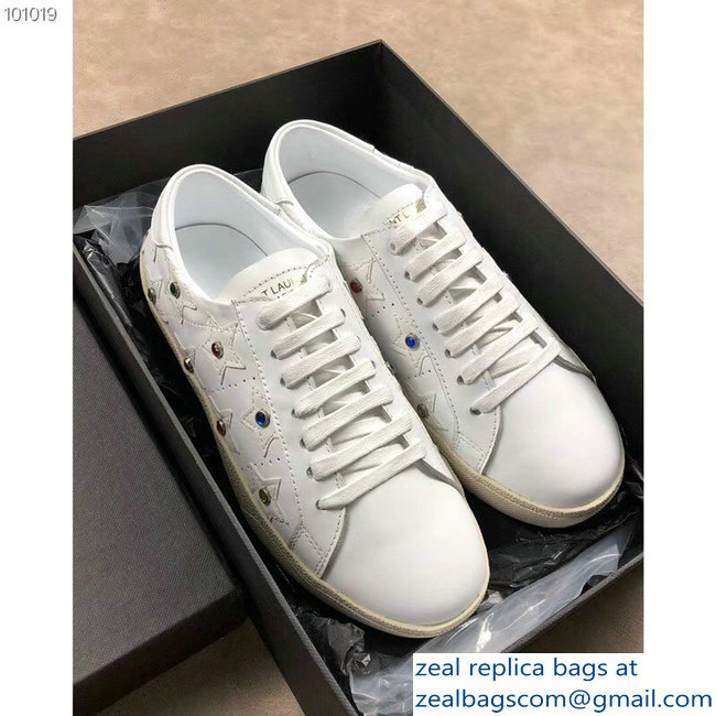 Saint Laurent Court Classic Star California Sneakers Crystals White - Click Image to Close