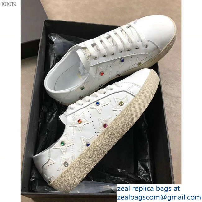 Saint Laurent Court Classic Star California Sneakers Crystals White