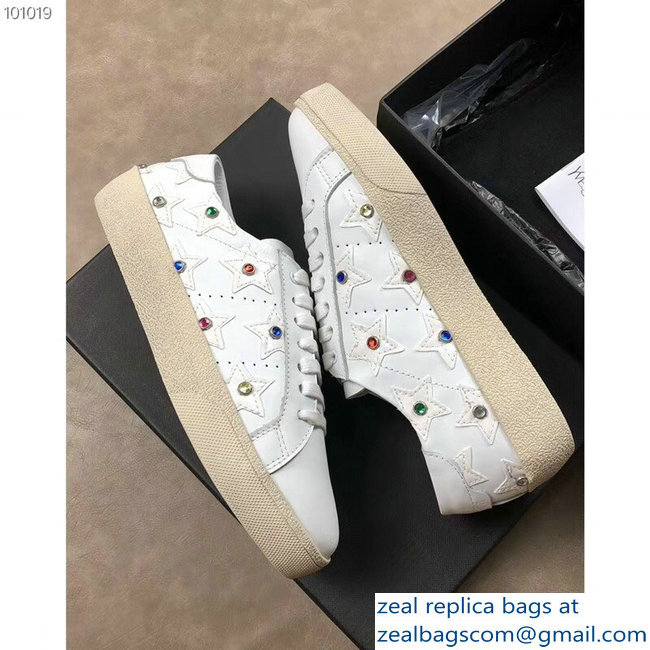 Saint Laurent Court Classic Star California Sneakers Crystals White