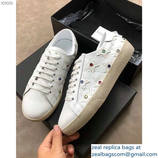 Saint Laurent Court Classic Star California Sneakers Crystals White - Click Image to Close