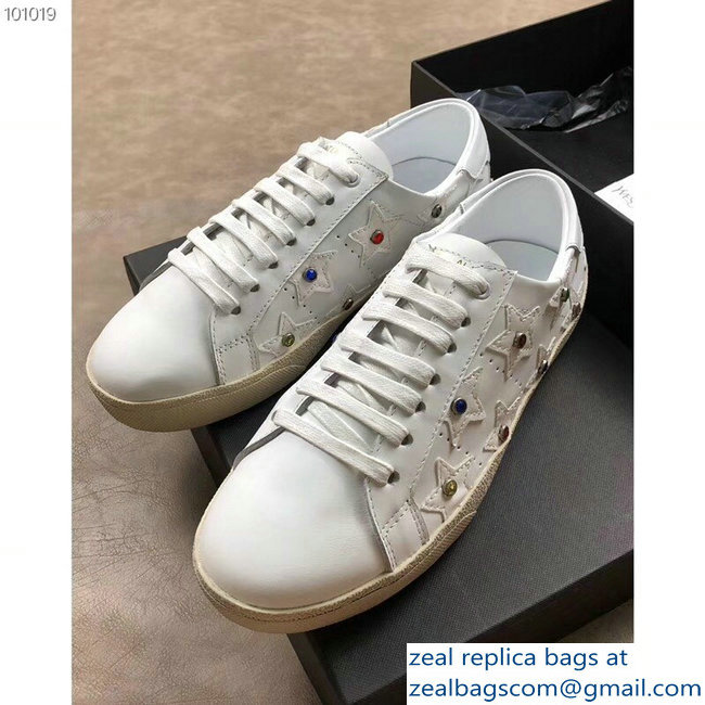Saint Laurent Court Classic Star California Sneakers Crystals White - Click Image to Close