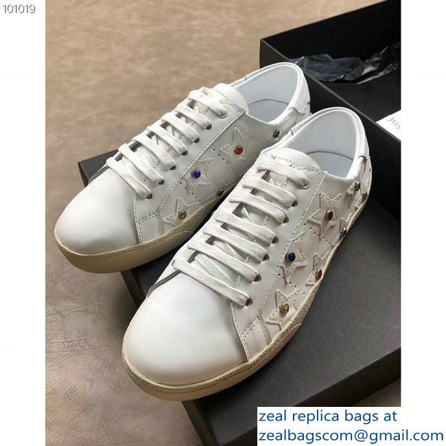 Saint Laurent Court Classic Star California Sneakers Crystals White