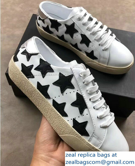 Saint Laurent Court Classic Star California Sneakers White/Black - Click Image to Close