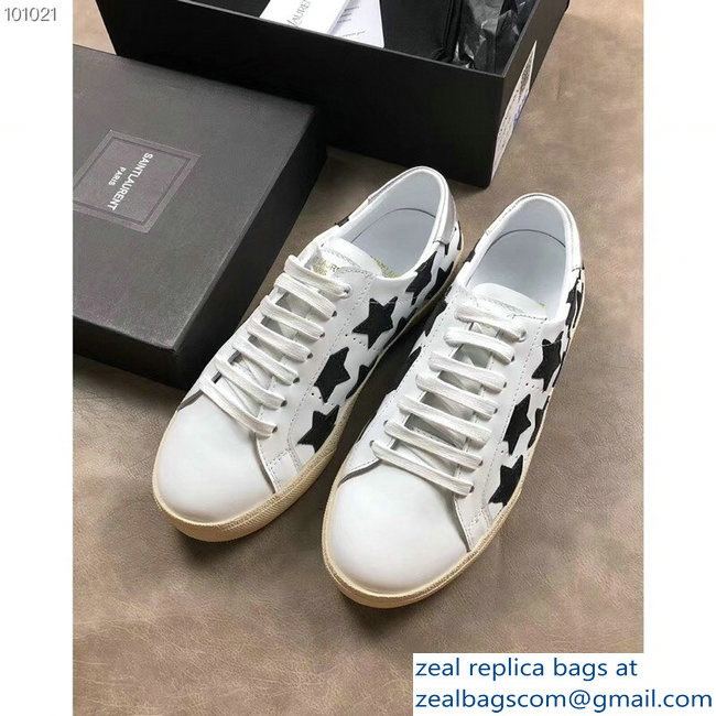 Saint Laurent Court Classic Star California Sneakers White/Black - Click Image to Close