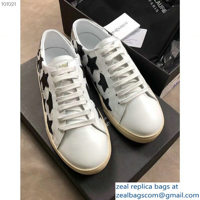 Saint Laurent Court Classic Star California Sneakers White/Black - Click Image to Close