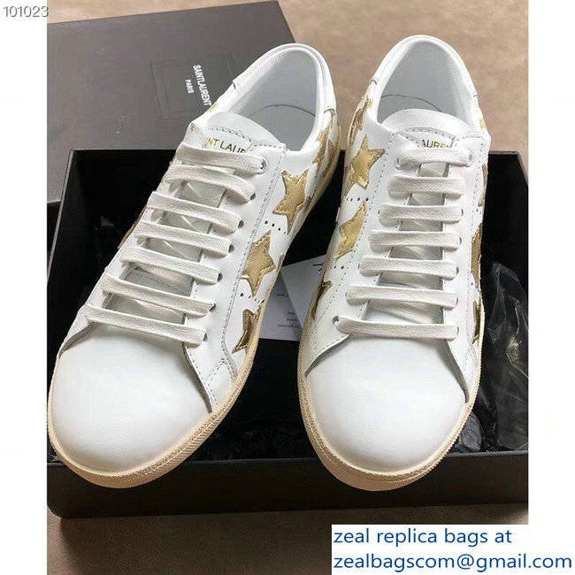 Saint Laurent Court Classic Star California Sneakers White/Gold