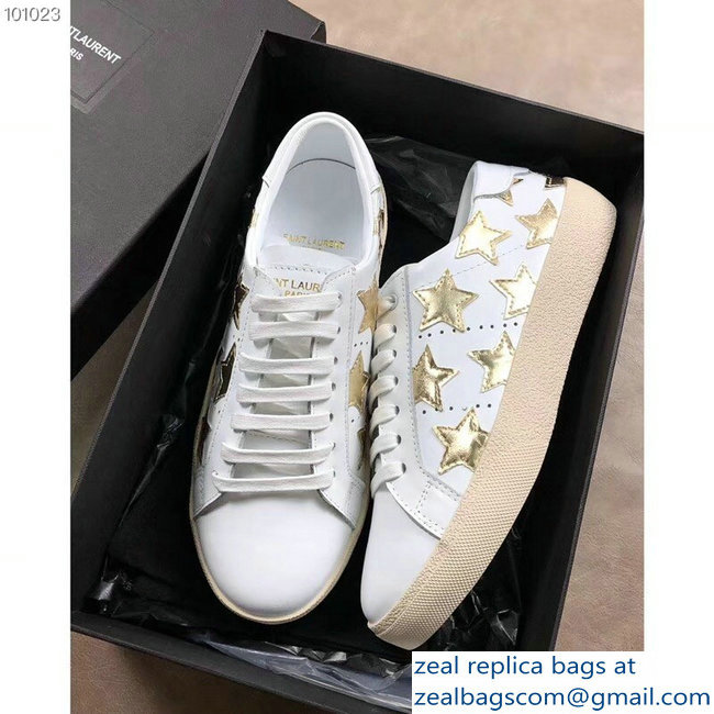 Saint Laurent Court Classic Star California Sneakers White/Gold