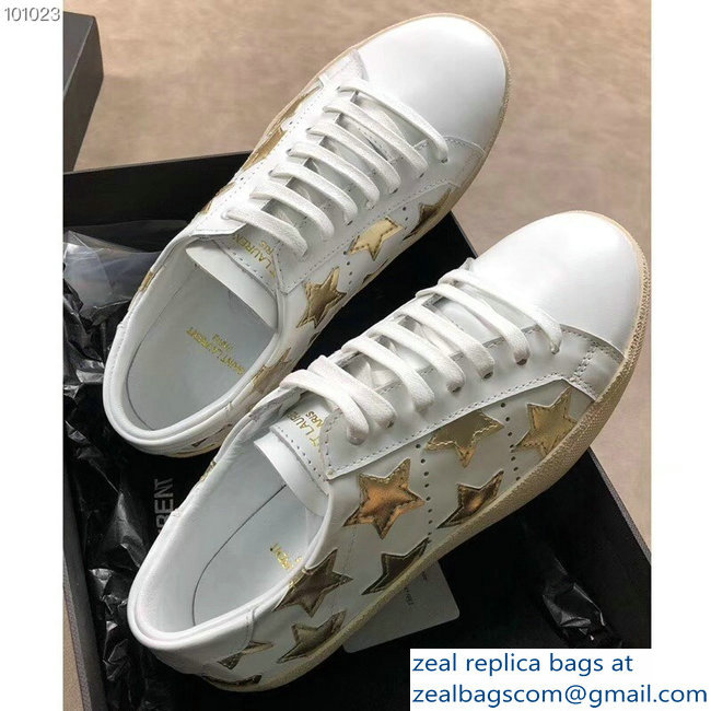 Saint Laurent Court Classic Star California Sneakers White/Gold