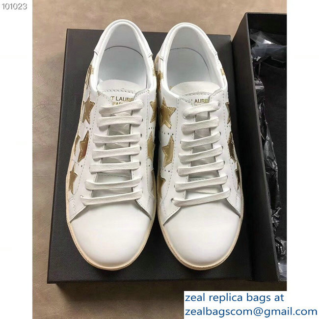 Saint Laurent Court Classic Star California Sneakers White/Gold