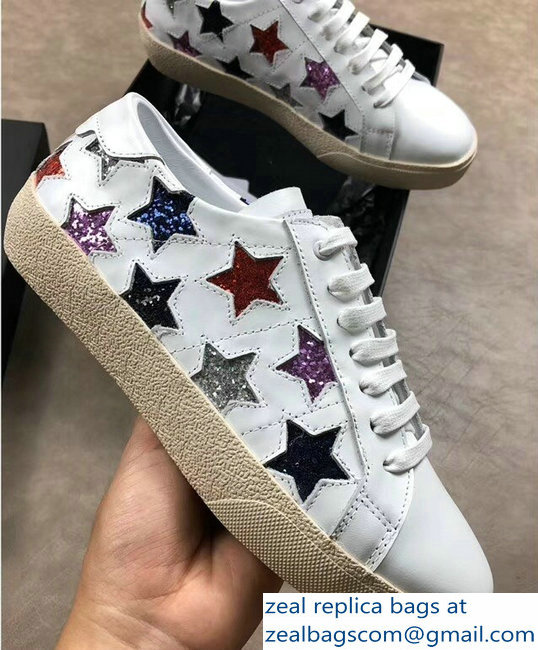 Saint Laurent Court Classic Star California Sneakers White/Multicolor - Click Image to Close