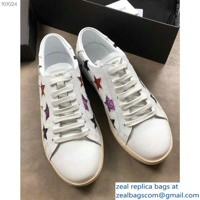 Saint Laurent Court Classic Star California Sneakers White/Multicolor - Click Image to Close