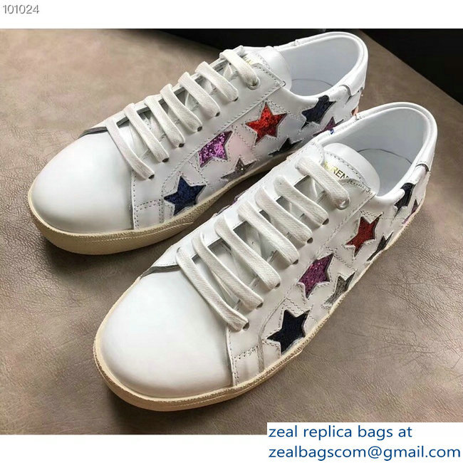 Saint Laurent Court Classic Star California Sneakers White/Multicolor - Click Image to Close