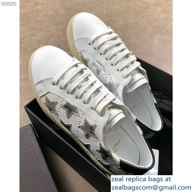 Saint Laurent Court Classic Star California Sneakers White/Silver