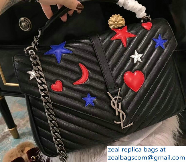 Saint Laurent Large Monogram Matelasse College Top Handle Bag 392738 Star Moon and Heart 2018