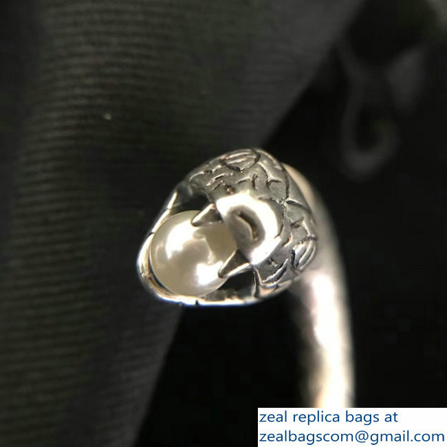 Saint Laurent Marrakech Perle Serpent Earrings In Silver-Toned Tin 517480