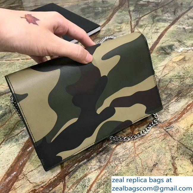 Saint Laurent Small Leather Envelope Chain Wallet 402031 Camouflage