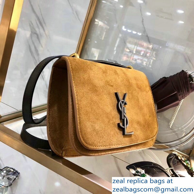 Saint Laurent Spontini Small Satchel Bag 512853 Suede Brown 2018