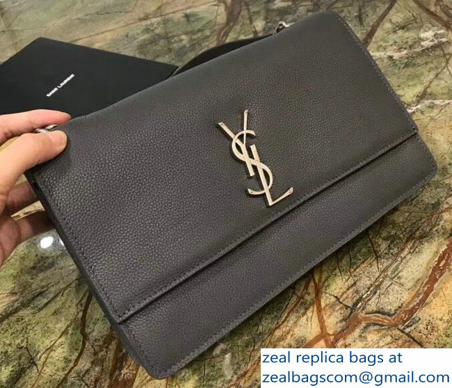 Saint Laurent Sunset Medium Bag In Grained Leather 515823 Gray 2018