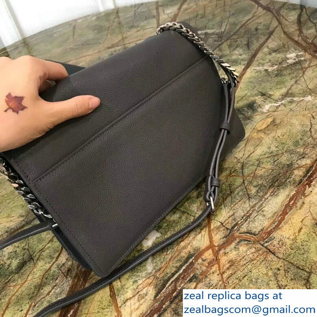 Saint Laurent Sunset Medium Bag In Grained Leather 515823 Gray 2018 - Click Image to Close