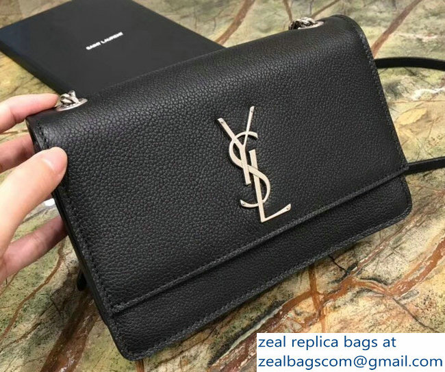 Saint Laurent Sunset Small Bag In Grained Leather 515822 Black 2018