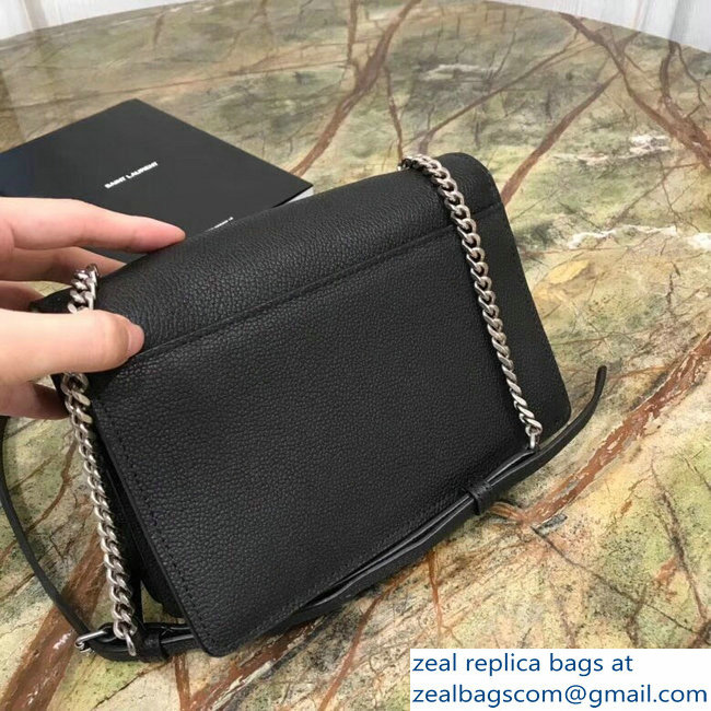 Saint Laurent Sunset Small Bag In Grained Leather 515822 Black 2018 - Click Image to Close