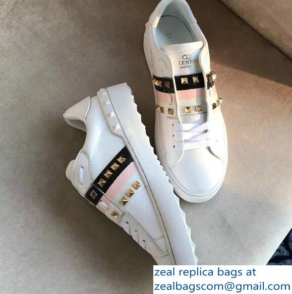 Valentino Gold Stud Web Lovers Sneakers White 2018 - Click Image to Close