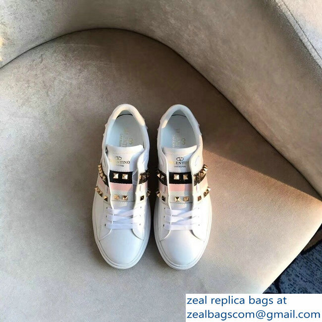 Valentino Gold Stud Web Lovers Sneakers White 2018