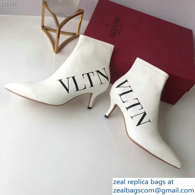 Valentino Heel 5cm VLTN Ankle Boots White 2018