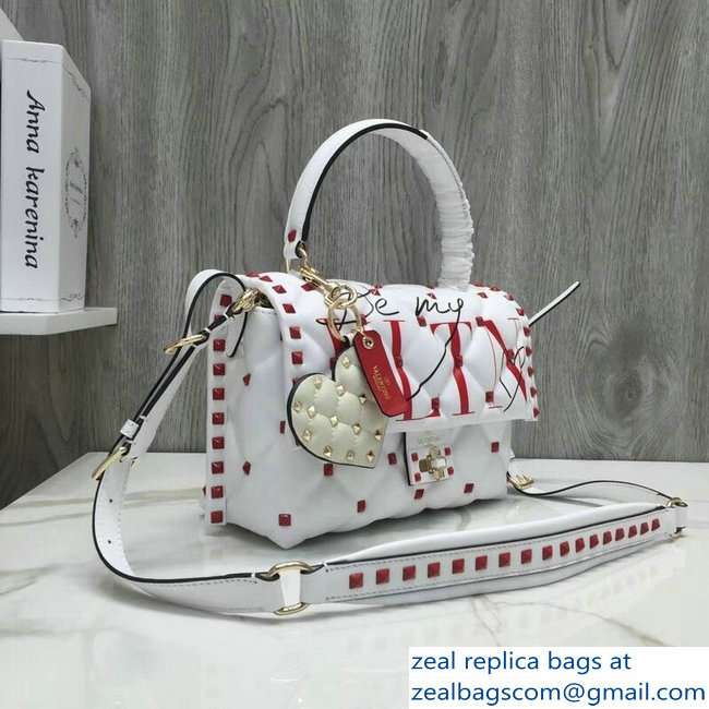 Valentino Red Candystud Single Handle Top Handle Bag Be My VLTN Heart White 2018