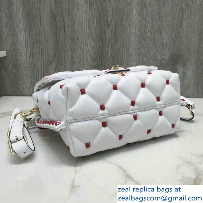 Valentino Red Candystud Single Handle Top Handle Bag Be My VLTN Heart White 2018 - Click Image to Close