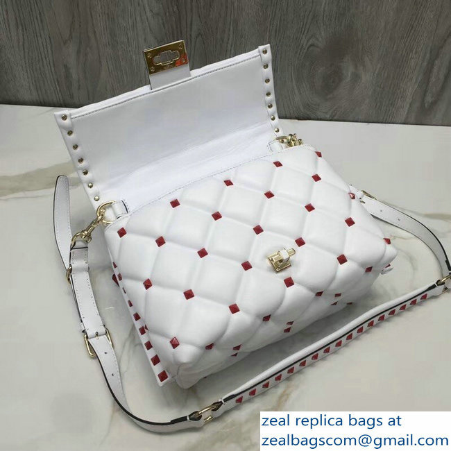Valentino Red Candystud Single Handle Top Handle Bag Be My VLTN Heart White 2018 - Click Image to Close