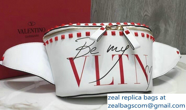 Valentino Red Rockstud Belt Bag Be My VLTN Heart White 2018 - Click Image to Close