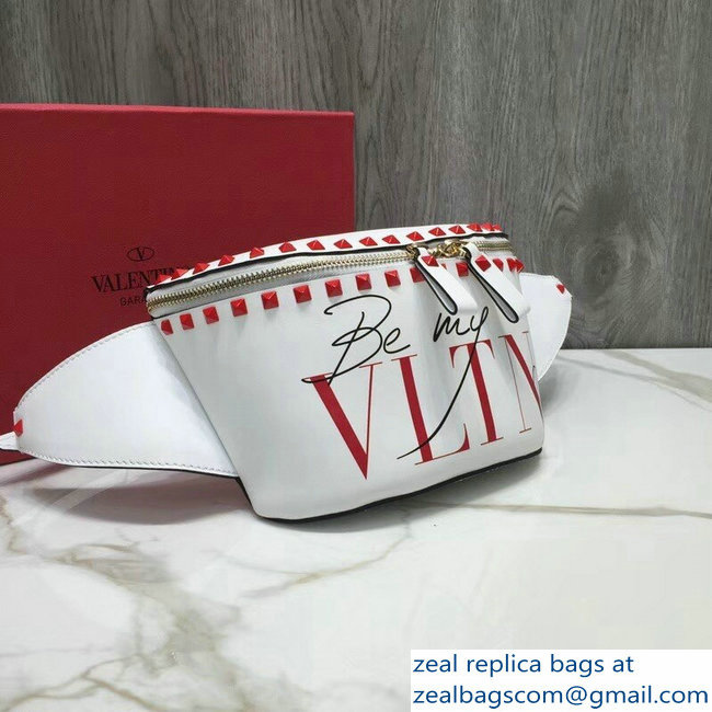 Valentino Red Rockstud Belt Bag Be My VLTN Heart White 2018 - Click Image to Close