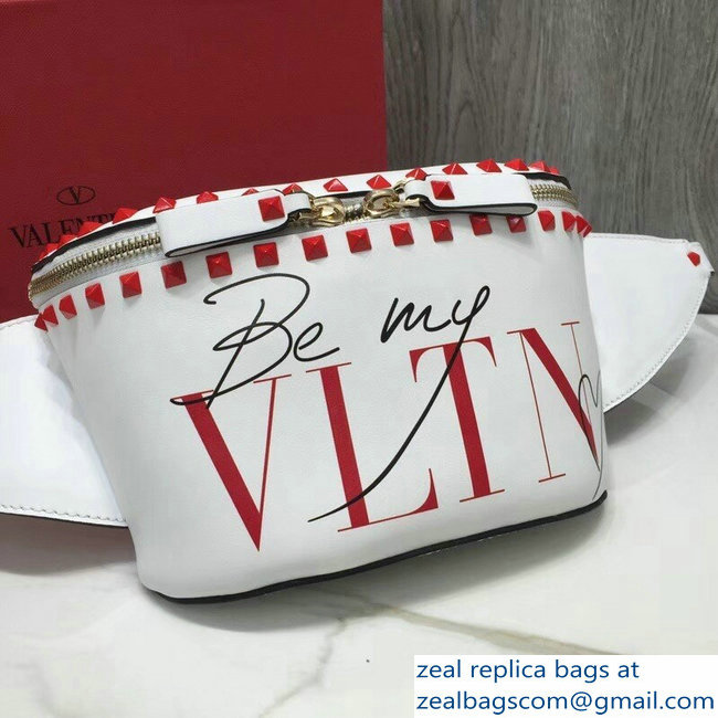 Valentino Red Rockstud Belt Bag Be My VLTN Heart White 2018