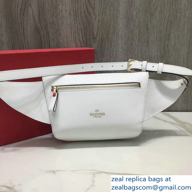 Valentino Red Rockstud Belt Bag Be My VLTN Heart White 2018
