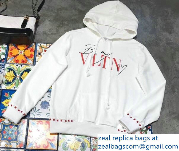 Valentino Red Rockstud Hoodie Sweater Be My VLTN Heart White 2018 - Click Image to Close
