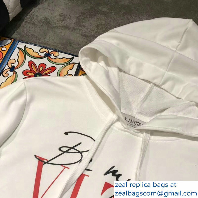 Valentino Red Rockstud Hoodie Sweater Be My VLTN Heart White 2018