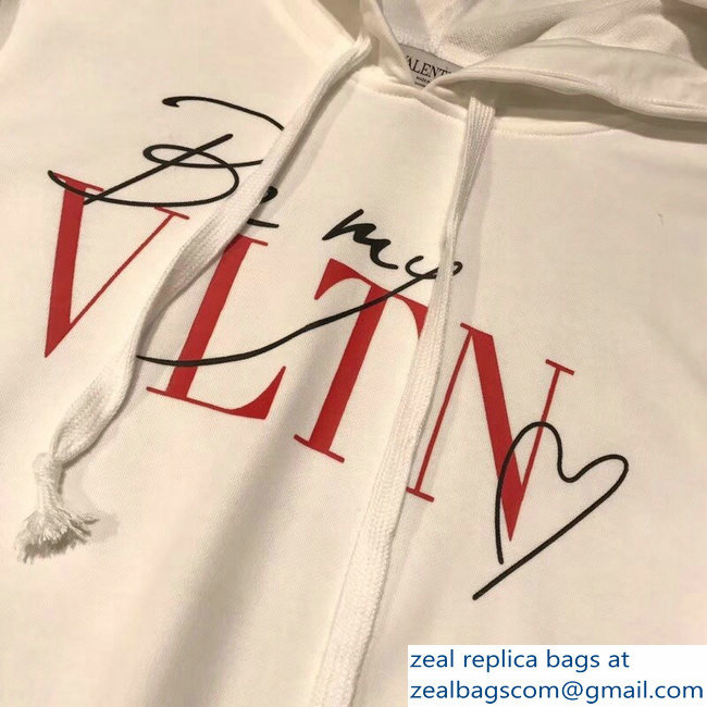 Valentino Red Rockstud Hoodie Sweater Be My VLTN Heart White 2018