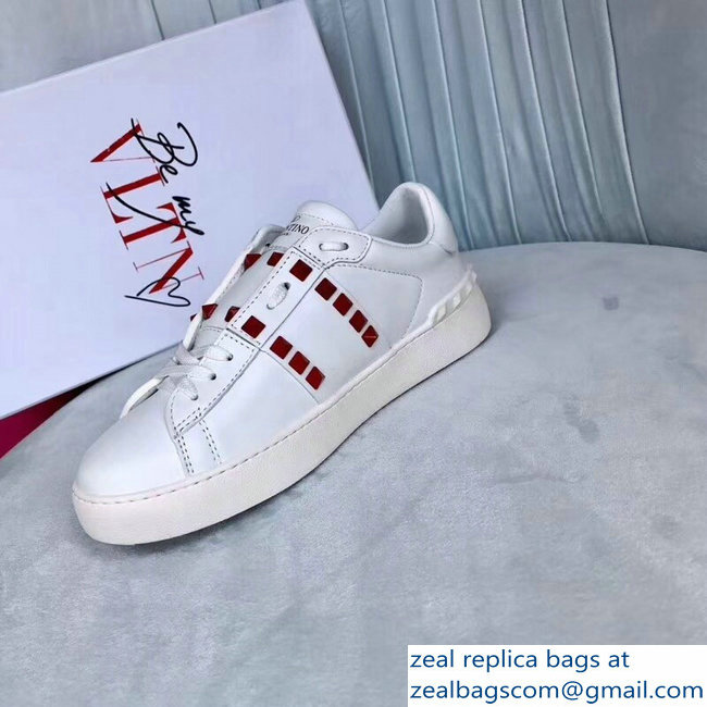 Valentino Red Rockstud Lovers Sneakers Be My VLTN Heart White 2018