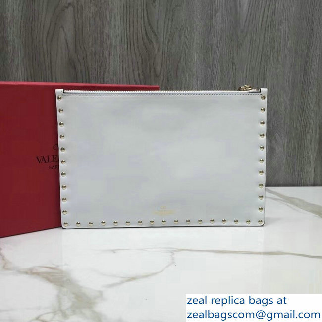 Valentino Red Rockstud Pouch Clutch Bag Be My VLTN Heart White 2018