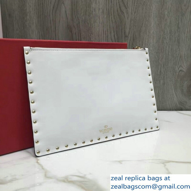 Valentino Red Rockstud Pouch Clutch Bag Be My VLTN Heart White 2018